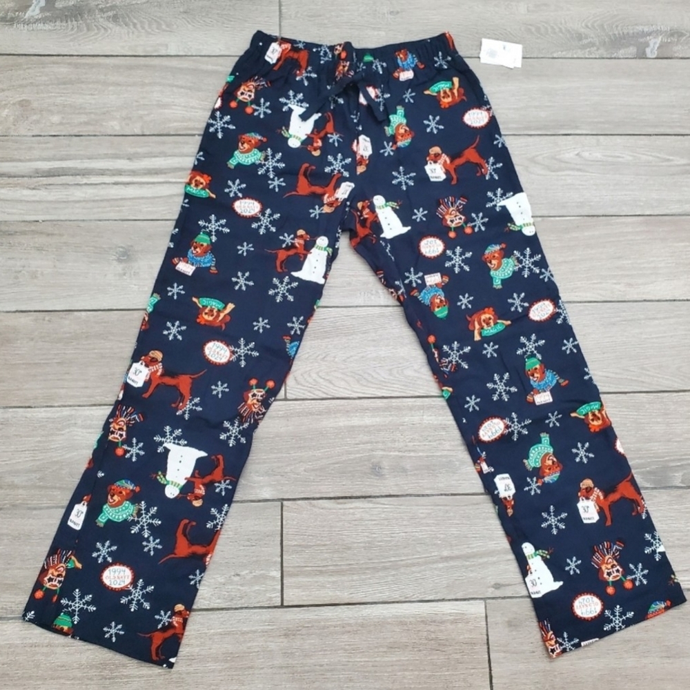 Christmas Dog Snowflake Snowman Holiday Pajama Pants Pockets
